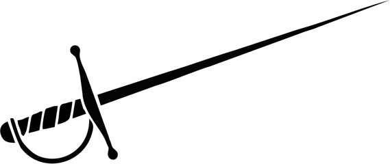 Elegant Black and White Illustration of a Rapier