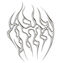 Chrome Tribal Abstract – 3D Render on Transparent Background