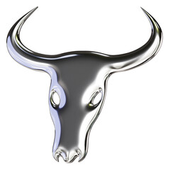 Chrome Buffalo Head – 3D Render on Transparent Background