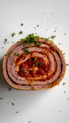 A bakery-style roulade slice on a white background, detailed and clean – roulade wallpaper – bakery wallpaper – roulade image

