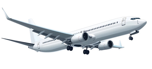 Commercial airplane illustration isolated on black background for travel concept