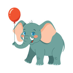 Fototapeta premium Baby Elephant with Balloon 