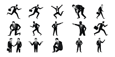 Black silhouette sat people, vector collection, 