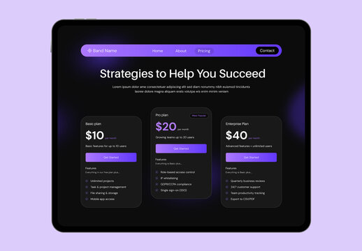 Modern Pricing Table UI Design for SaaS & Subscription Websites