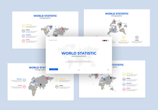 World Map Infographic Presentation Template For Global Data & Statistics