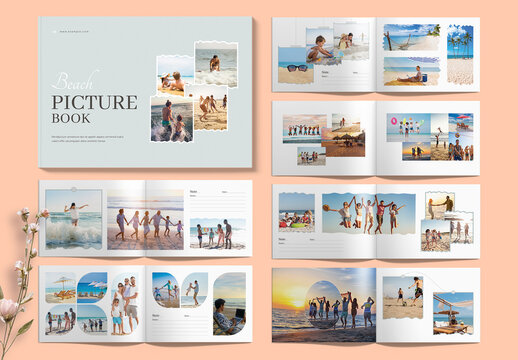 Minimal Beach Photography Photo Album Design Layout