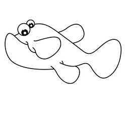 Cute cartoon hand drawn vector bolb fish outline.