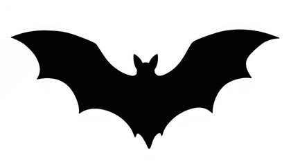 Fototapeta premium Bat silhouette soaring in flight against white background, nocturnal symbolism