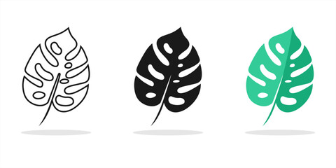 leaf vector flat icons set, isolated on white background