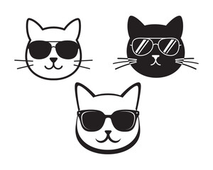 Obraz premium cat with sunglass logo icon vector