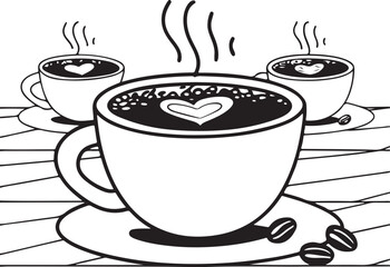 Hot coffee beverages like espresso, cappuccino, or a simple black cup, often accompanied by chocolate or cake, are a popular breakfast drink at any cafe