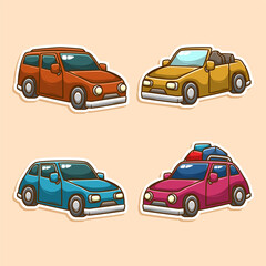 Sedan car collection doodle set