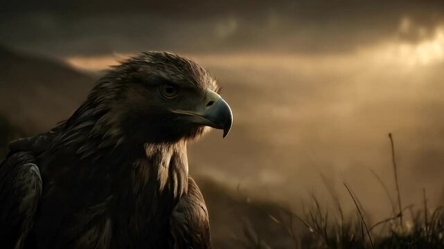 Majestic eagle profile at dawn