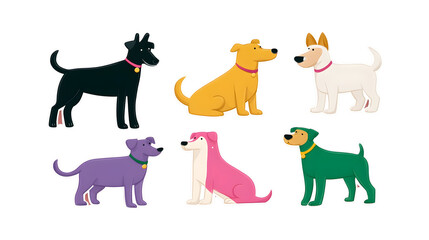 Collection of funny animal and pet silhouette vector illustrations