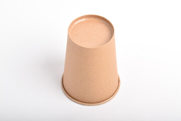 Cardboard coffee cup isolated on white background with clipping path