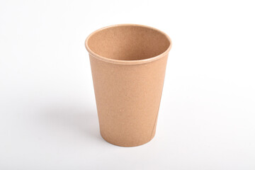 Cardboard coffee cup isolated on white background with clipping path