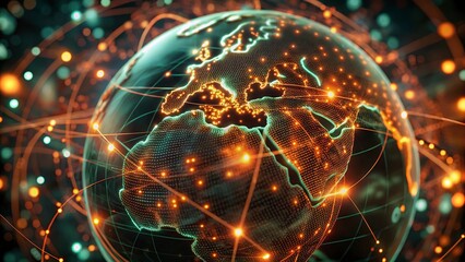 Global network connection over planet Earth. Globalization concept. 3D Rendering,Global network connection covering the earth. 3D illustration. 