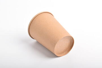 Cardboard coffee cup isolated on white background with clipping path