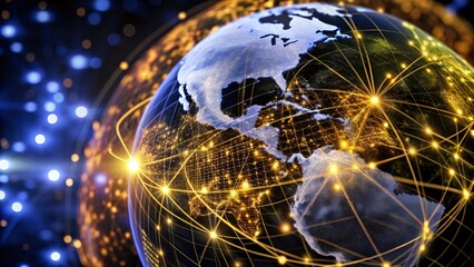 Global network connection over planet Earth. Globalization concept. 3D Rendering,Global network connection covering the earth. 3D illustration. 