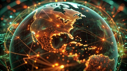 Global network connection over planet Earth. Globalization concept. 3D Rendering,Global network connection covering the earth. 3D illustration. 