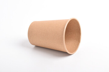 Cardboard coffee cup isolated on white background with clipping path
