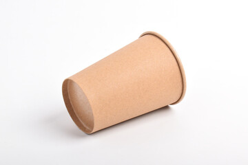 Cardboard coffee cup isolated on white background with clipping path