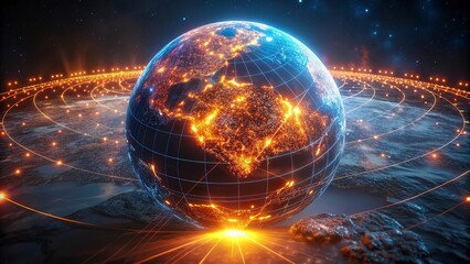Global network connection over planet Earth. Globalization concept. 3D Rendering,Global network connection covering the earth. 3D illustration. 