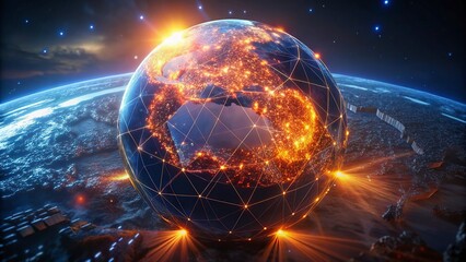 Global network connection over planet Earth. Globalization concept. 3D Rendering,Global network connection covering the earth. 3D illustration. 