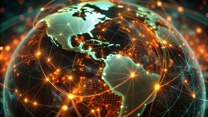 Global network connection over planet Earth. Globalization concept. 3D Rendering,Global network connection covering the earth. 3D illustration. 