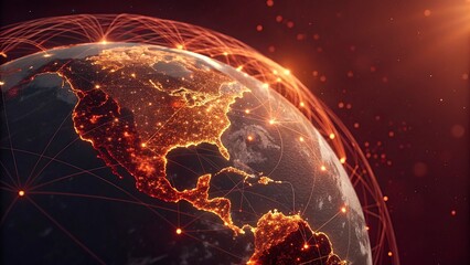 Global network connection over planet Earth. Globalization concept. 3D Rendering,Global network connection covering the earth. 3D illustration. 