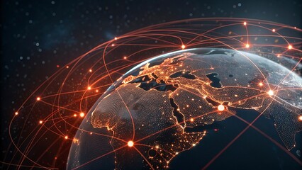 Global network connection over planet Earth. Globalization concept. 3D Rendering,Global network connection covering the earth. 3D illustration. 