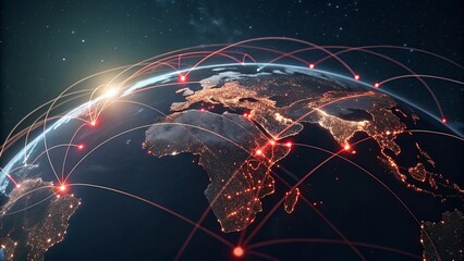 Global network connection over planet Earth. Globalization concept. 3D Rendering,Global network connection covering the earth. 3D illustration. 