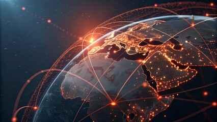 Global network connection over planet Earth. Globalization concept. 3D Rendering,Global network connection covering the earth. 3D illustration. 