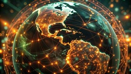 Global network connection over planet Earth. Globalization concept. 3D Rendering,Global network connection covering the earth. 3D illustration. 
