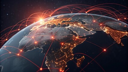 Global network connection over planet Earth. Globalization concept. 3D Rendering,Global network connection covering the earth. 3D illustration. 