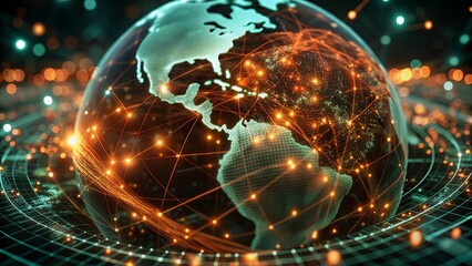 Global network connection over planet Earth. Globalization concept. 3D Rendering,Global network connection covering the earth. 3D illustration. 