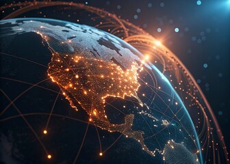 Global network connection over planet Earth. Globalization concept. 3D Rendering,Global network connection covering the earth. 3D illustration. 