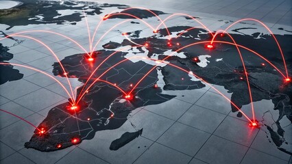 Global network connection over planet Earth. Globalization concept. 3D Rendering,Global network connection covering the earth. 3D illustration. 
