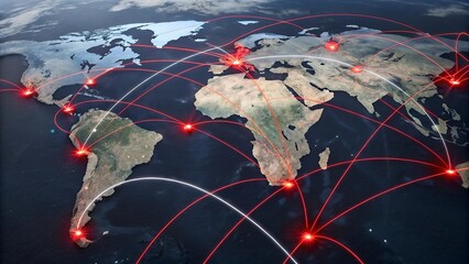 Global network connection over planet Earth. Globalization concept. 3D Rendering,Global network connection covering the earth. 3D illustration. 