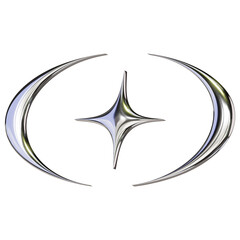 Chrome Y2K Star – 3D Render on Transparent Background