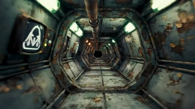 Dark hallway tunnel interior sci fi