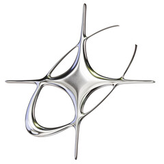Chrome Y2K Star &ndash; 3D Render on Transparent Background