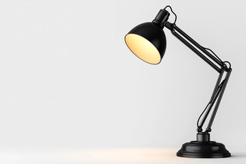 Elegant Black Desk Lamp Illuminating a White Background Modern Office Lighting Design
