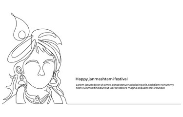 Happy Janmashtami Festival Line Art, Continuous Line Drawing of an Incense Burner with Smoke, Minimalist line art of pottery and a dove