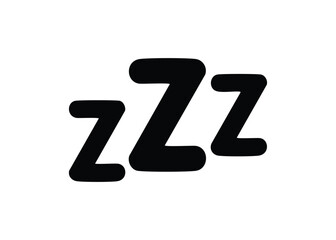 Graphic illustration of a black and white sleep icon representing rest relaxation and peaceful slumber.