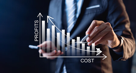Concept of the relationship between low cost and high profits, Cost benefit analysis of...