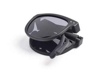 Fototapeta premium Black Foldable Sunglasses isolated on white background