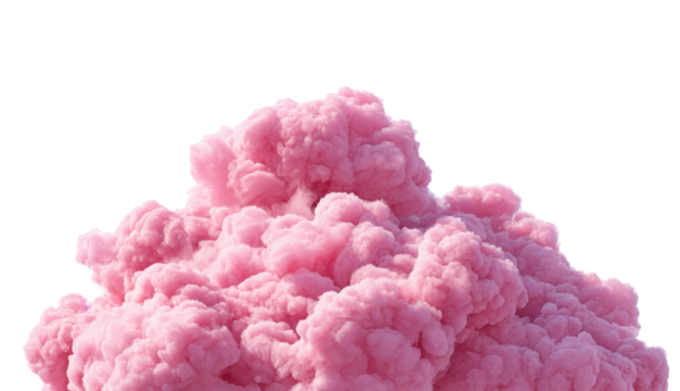 Vibrant pink smoke explosion visual creative concept isolated on transparent background