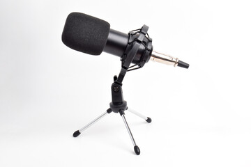 Studio condenser microphone isolated on white background.