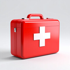 Obraz premium Colorful First Aid Box – High-Resolution 3D Medical Render